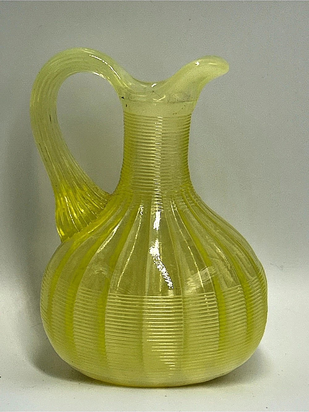 Vaseline Glass Yellow Ribbed Glass 
Vase Pitchers Syrup Holder